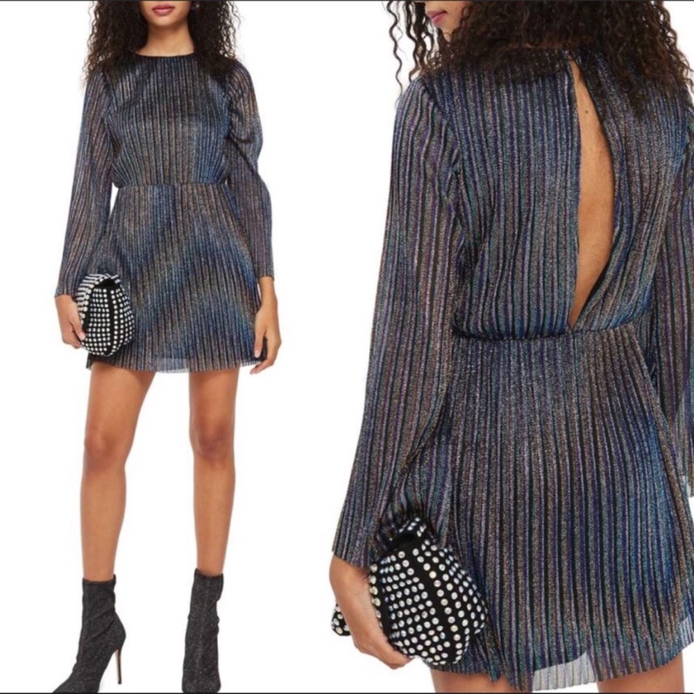 5/$25 TOPSHOP shimmery striped open back dress